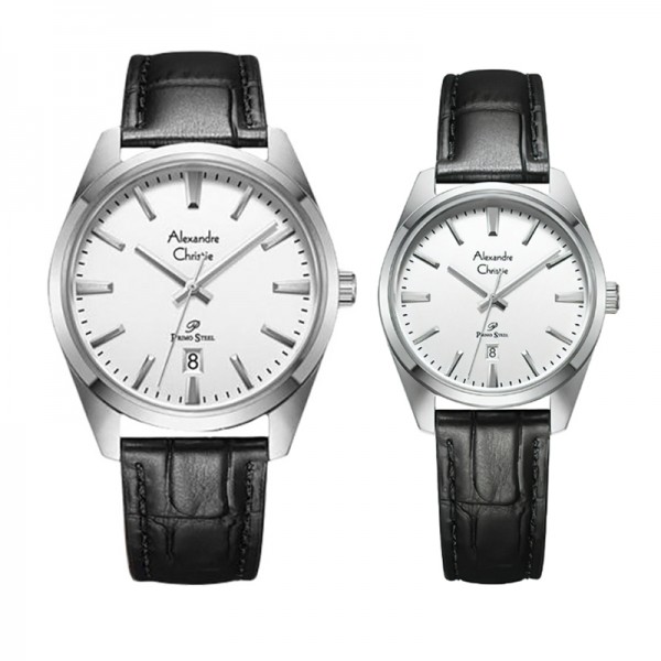 Alexandre Christie AC 1035 Silver White Couple Leather